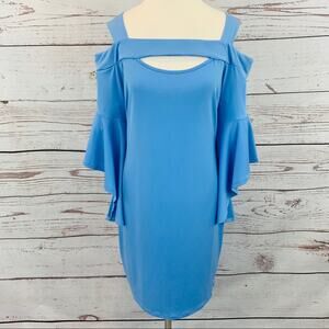 Venus blue cold shoulder dress